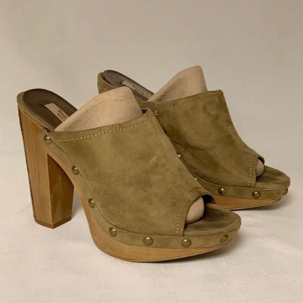 Arestan Studded Mules Faux Suede Heels Platform Women’s 9M Simply Vera Wang Fall